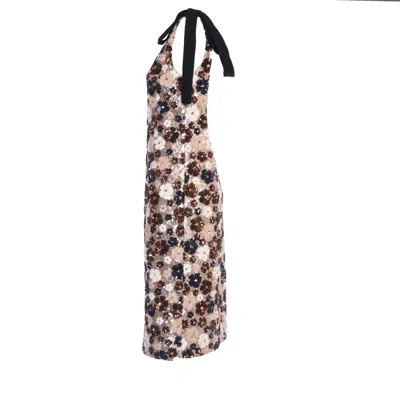 N°21 Fitted Evening Dress With Floral Sequin Pattern In Multi