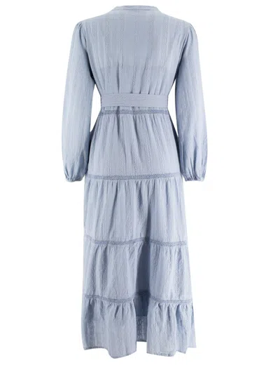 Mc2 Saint Barth Striped Tiered Maxi Dress With Wide Neckline