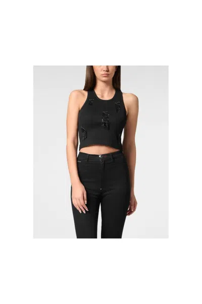 Philipp Plein Fringe-detail Ribbed Crop Top By