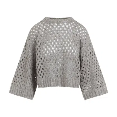 Brunello Cucinelli Open-knit Silk-linen Blend Sweater With Relaxed Fit