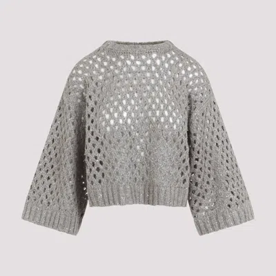 Brunello Cucinelli Open-knit Silk-linen Blend Sweater With Relaxed Fit