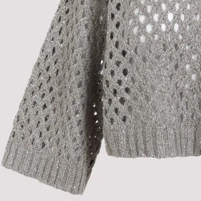 Brunello Cucinelli Open-knit Silk-linen Blend Sweater With Relaxed Fit
