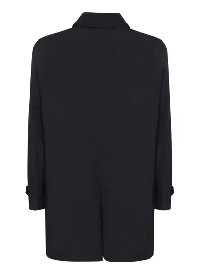 Moorer Vittor Nyl Blue Three-quarter Coat In Black