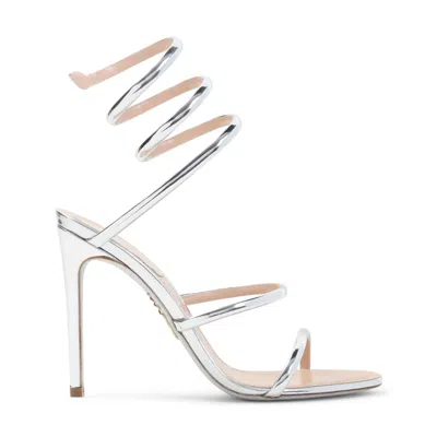 René Caovilla Spiraled Ankle Strap Sandals With Metallic Finish