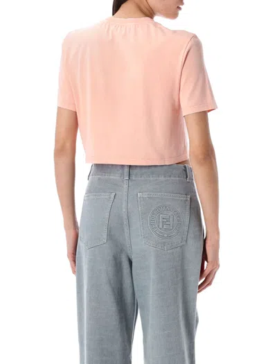 Fendi Peach Crewneck Cropped T-shirt