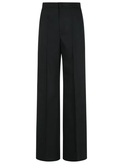 Max Mara Wide-leg Trousers With Tailored Fit And Luxurious Texture In Black