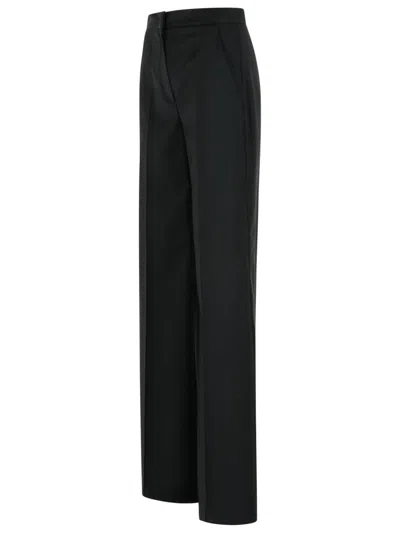 Max Mara Wide-leg Trousers With Tailored Fit And Luxurious Texture In Black
