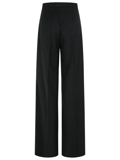 Max Mara Wide-leg Trousers With Tailored Fit And Luxurious Texture In Black
