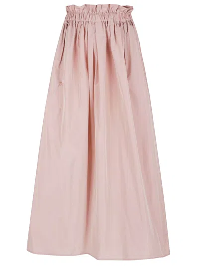 Herno Gathered Taffeta Maxi Skirt With Water-repellent Treatment In Pink