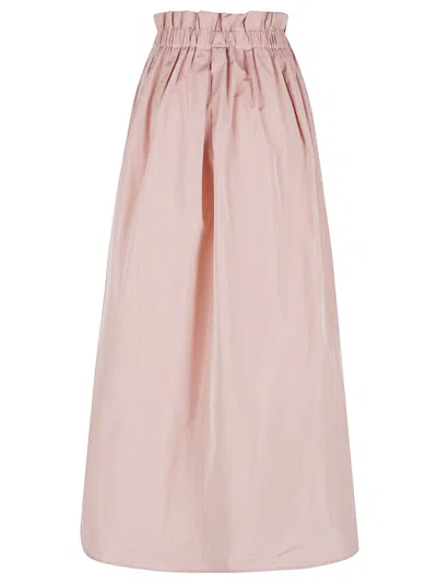Herno Gathered Taffeta Maxi Skirt With Water-repellent Treatment In Pink