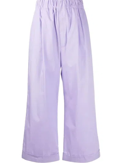 Jejia Elasticated-waist Cotton Culottes In Purple