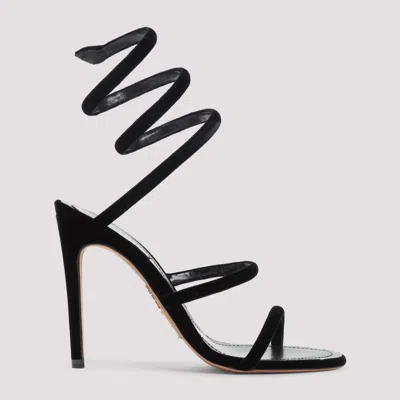 René Caovilla Spiral-designed Velvet And Leather Pumps