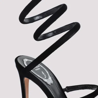 René Caovilla Spiral-designed Velvet And Leather Pumps