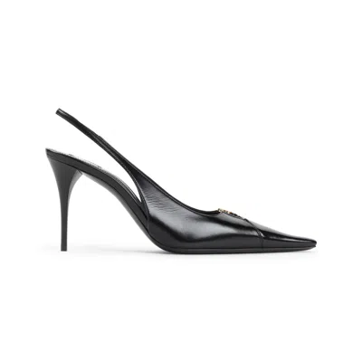 Saint Laurent Black Calf Leather Pumps With Pointed Toe