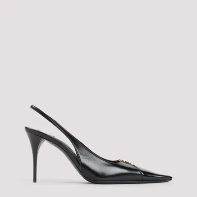 Saint Laurent Black Calf Leather Pumps With Pointed Toe
