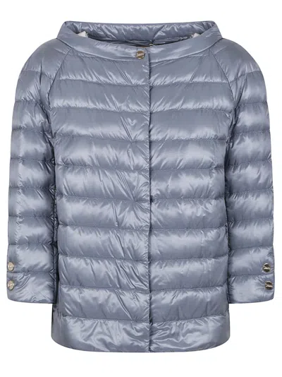 Herno Quilted Three-quarter Sleeve Jacket In Blue