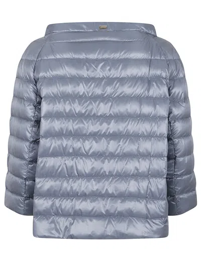 Herno Quilted Three-quarter Sleeve Jacket In Blue