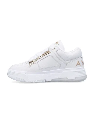 Amiri Metallic Leather Upper Sneakers With Star-shaped Perforations