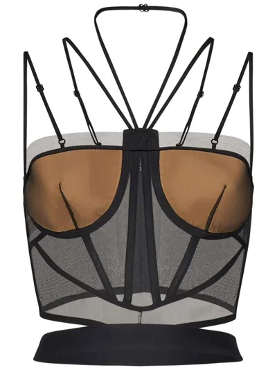 Nensi Dojaka Fitted Black Top With Multi-strap Design