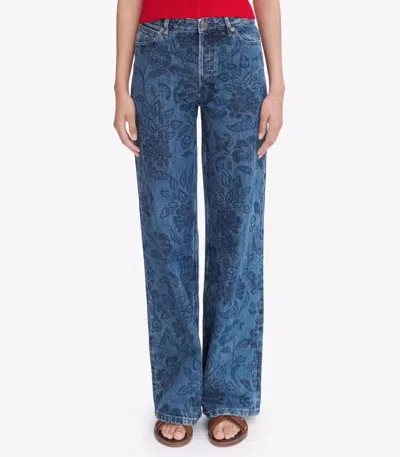 Apc A.p.c. High-rise Floral-print Denim Jeans With Straight Leg In Blue