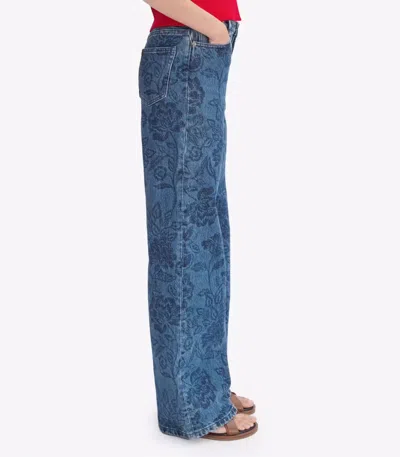 Apc A.p.c. High-rise Floral-print Denim Jeans With Straight Leg In Blue