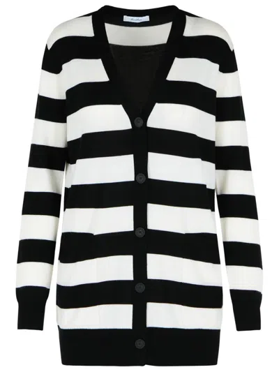 Max Mara Knitwear With Striped Pattern And V-neckline In Black