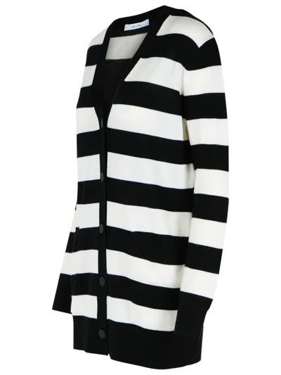 Max Mara Knitwear With Striped Pattern And V-neckline In Black