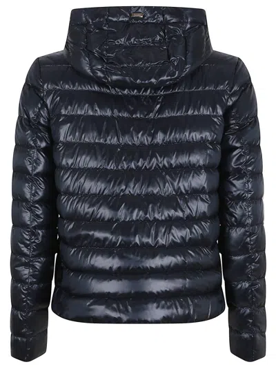 Herno Quilted Hooded Black Jacket With Shine In Black