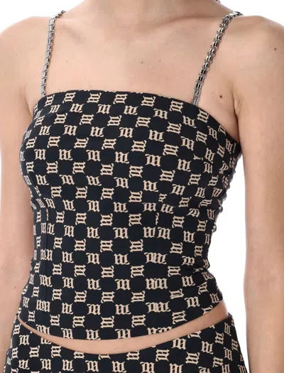 Misbhv Monogram Design Spaghetti Top With Adjustable Straps In Blue
