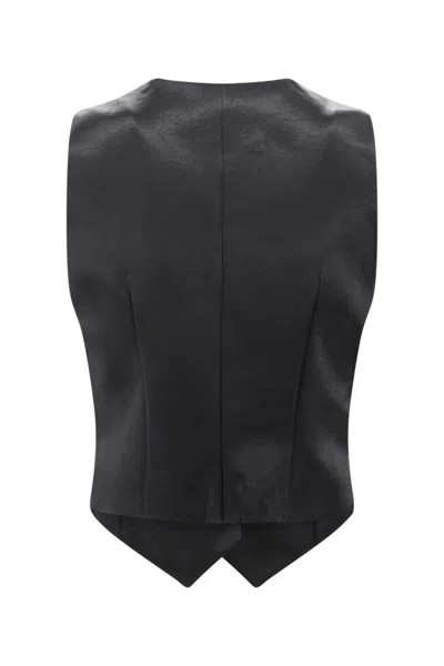 Philosophy Di Lorenzo Serafini Tailored Black Acetate Vest With Deep V-neckline In Multi