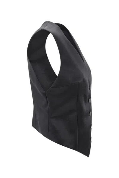 Philosophy Di Lorenzo Serafini Tailored Black Acetate Vest With Deep V-neckline In Multi