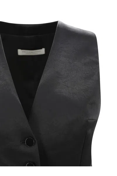 Philosophy Di Lorenzo Serafini Tailored Black Acetate Vest With Deep V-neckline In Multi