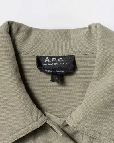 Apc A.p.c. Heavyweight Off-white Canvas Jacket With Classic Collar In Green