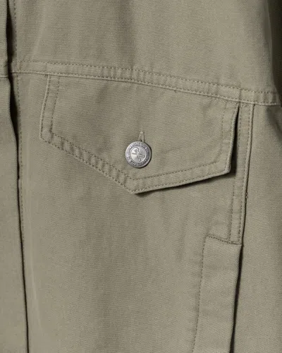 Apc A.p.c. Heavyweight Off-white Canvas Jacket With Classic Collar In Green