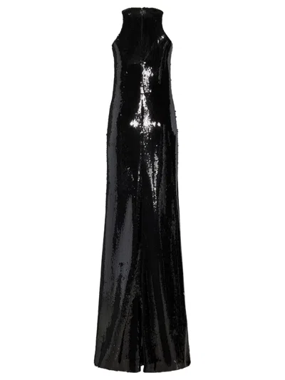 Monot Mônot Glossy Black Sequin Maxi Dress