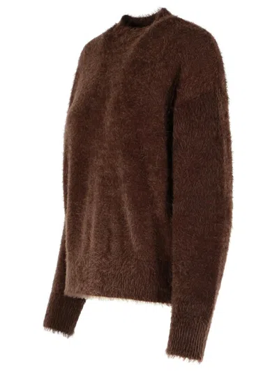 Moschino Knitwear Sweater Fuzzy Texture In Brown