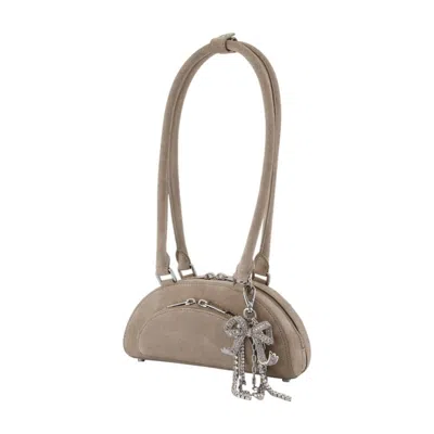 Self-portrait Mini Shoulder Bag With Charm Detail In Brown