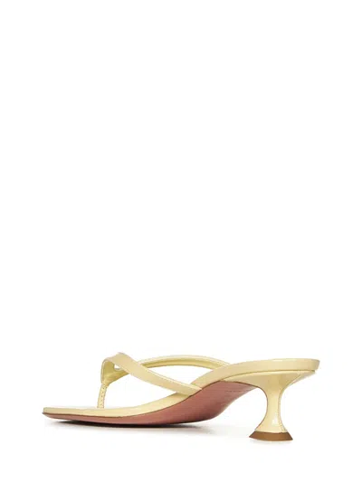 Amina Muaddi Juliette Sand Patent Thong Sandals In Yellow
