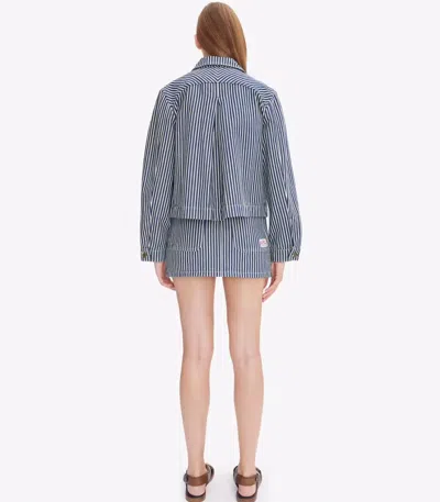 Apc A.p.c. Blue And White Striped Heavyweight Cotton Jacket In Blue