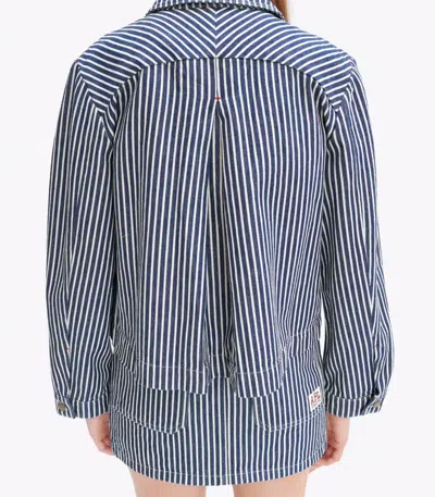 Apc A.p.c. Blue And White Striped Heavyweight Cotton Jacket In Blue
