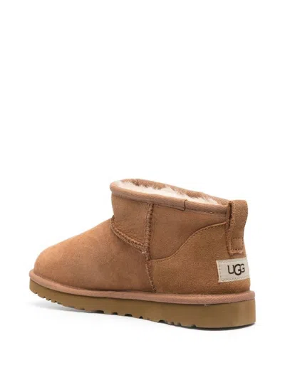 Ugg Plush Twinface And Leather Ultra Mini Boots In Brown