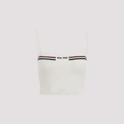 Miu Miu Cropped Textured Knit Top With Contrasting Stripes