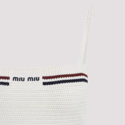 Miu Miu Cropped Textured Knit Top With Contrasting Stripes