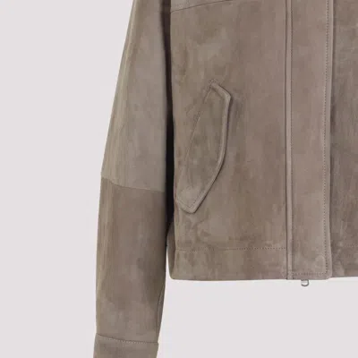 Brunello Cucinelli Suede Jacket With High Collar