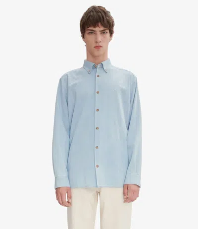 Apc A.p.c. Bleached Organic Denim Shirt With Classic Collar In Blue