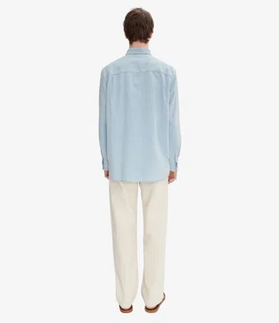Apc A.p.c. Bleached Organic Denim Shirt With Classic Collar In Blue