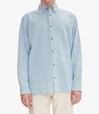Apc A.p.c. Bleached Organic Denim Shirt With Classic Collar In Blue