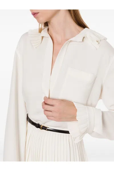 Philosophy Di Lorenzo Serafini Relaxed Fit White Shirt With Pleated Detailing In Neutral