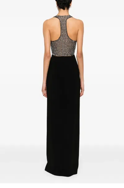 Max Mara Sophisticated Evening Dress With Deep V-neckline And Embellished Back In Black