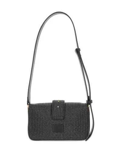 Pinko Textured Black Shoulder Bag With Gold-tone Clasp